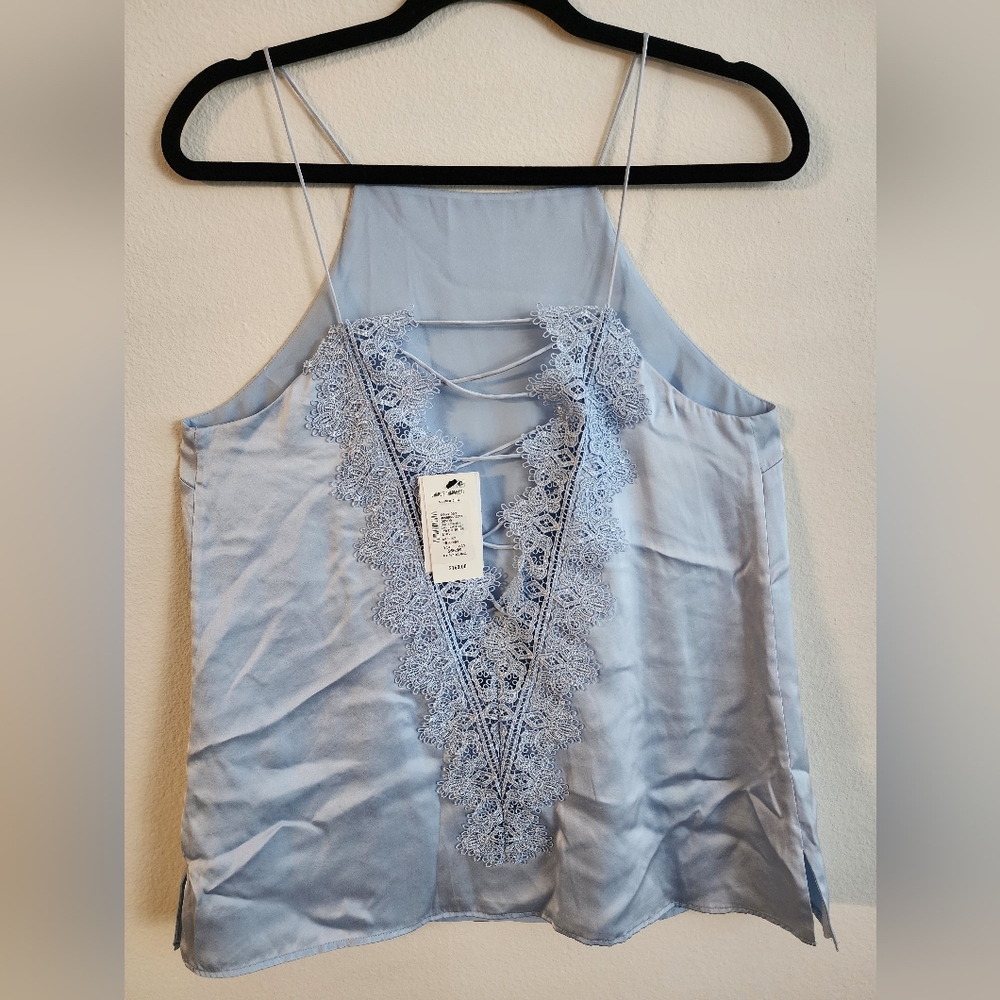 Cami NYC Light Blue Lace-Trim Satin Cami